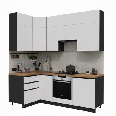 Кухонный гарнитур ВерсоМебель Эко Премиум 1.2x2.2 левая (белый фасадный/ст. дуб вотан)