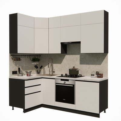 Кухонный гарнитур ВерсоМебель Эко Премиум 1.2x2.2 левая (белый фасадный/ст. мрамор лацио)