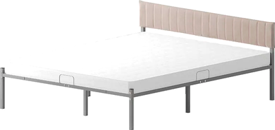 Двуспальная кровать Домаклево Лофт Компакт 180x200 (серый/кремовый велюровый чехол)