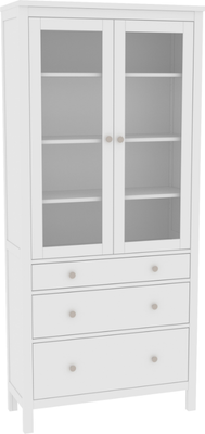 Шкаф с витриной ММЦ Кантри 23 (белый лак)