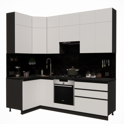 Кухонный гарнитур ВерсоМебель Эко Премиум 1.2x2.4 левая (белый фасадный/ст. тунис)