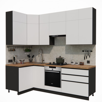 Кухонный гарнитур ВерсоМебель Эко Премиум 1.2x2.4 левая (белый фасадный/ст. дуб вотан)