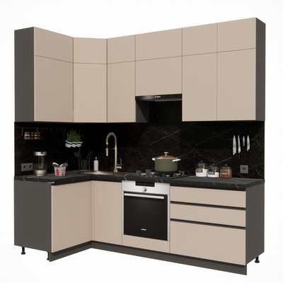 Кухонный гарнитур ВерсоМебель Эко Премиум 1.2x2.4 левая (глиняный серый/ст. тунис)