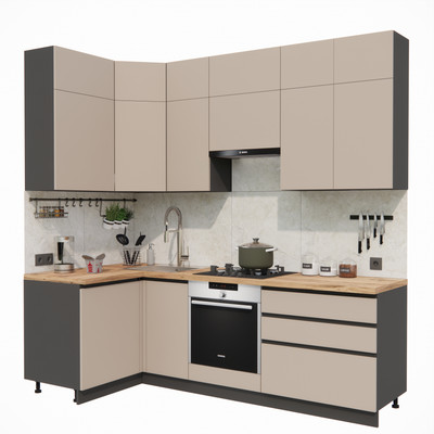 Кухонный гарнитур ВерсоМебель Эко Премиум 1.2x2.4 левая (глиняный серый/ст. дуб вотан)