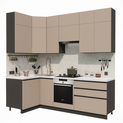 Кухонный гарнитур ВерсоМебель Эко Премиум 1.2x2.4 левая (глиняный серый/ст. мрамор лацио)