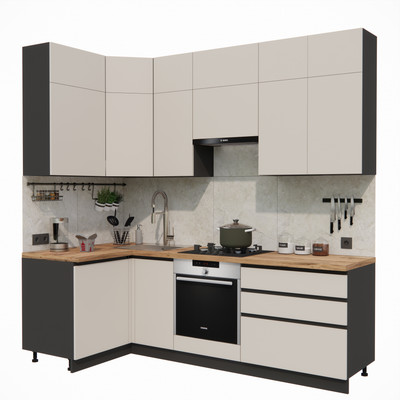 Кухонный гарнитур ВерсоМебель Эко Премиум 1.2x2.4 левая (кашемир/ст. дуб вотан)