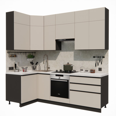 Кухонный гарнитур ВерсоМебель Эко Премиум 1.2x2.4 левая (кашемир/ст. мрамор лацио)