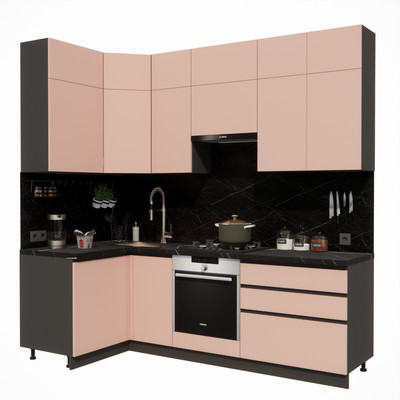 Кухонный гарнитур ВерсоМебель Эко Премиум 1.2x2.4 левая (пудровый/ст. тунис)