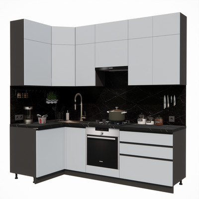 Кухонный гарнитур ВерсоМебель Эко Премиум 1.2x2.4 левая (сумеречный голубой/ст. тунис)