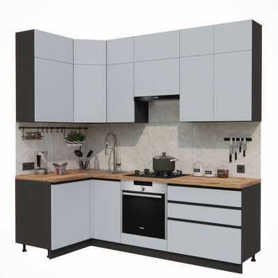 Кухонный гарнитур ВерсоМебель Эко Премиум 1.2x2.4 левая (сумеречный голубой/ст. дуб вотан)