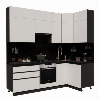 Кухонный гарнитур ВерсоМебель Эко Премиум 1.2x2.4 правая (белый фасадный/ст. тунис)