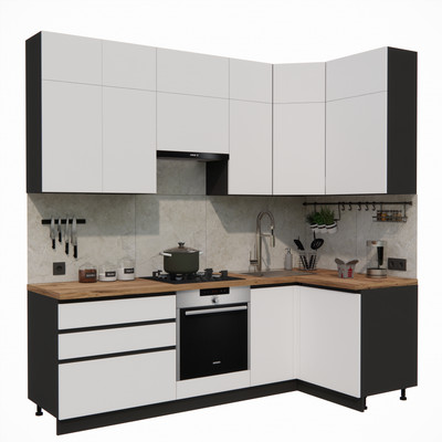 Кухонный гарнитур ВерсоМебель Эко Премиум 1.2x2.4 правая (белый фасадный/ст. дуб вотан)