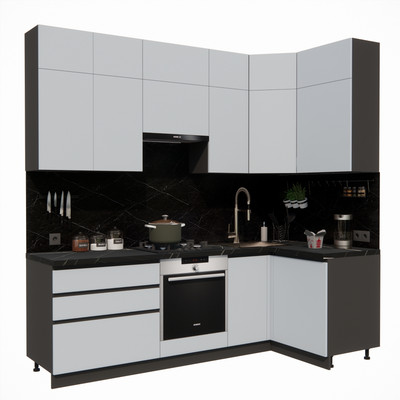 Кухонный гарнитур ВерсоМебель Эко Премиум 1.2x2.4 правая (сумеречный голубой/ст. тунис)