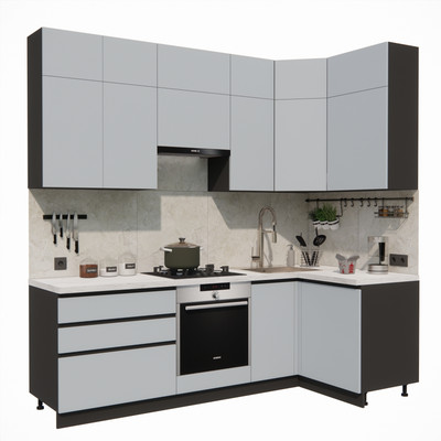 Кухонный гарнитур ВерсоМебель Эко Премиум 1.2x2.4 правая (сумеречный голубой/ст. мрамор лацио)