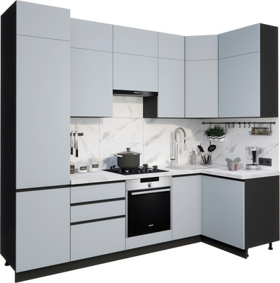 Кухонный гарнитур ВерсоМебель Эко Премиум 1.2x2.7 правая (сумеречный голубой/ст. мрамор лацио)