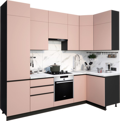 Кухонный гарнитур ВерсоМебель Эко Премиум 1.2x2.7 правая (пудровый/ст. мрамор лацио)