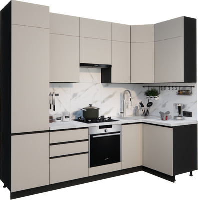 Кухонный гарнитур ВерсоМебель Эко Премиум 1.2x2.7 правая (кашемир/ст. мрамор лацио)