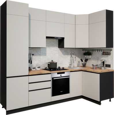 Кухонный гарнитур ВерсоМебель Эко Премиум 1.2x2.7 правая (кашемир/ст. дуб вотан)