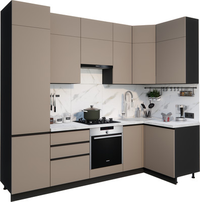 Кухонный гарнитур ВерсоМебель Эко Премиум 1.2x2.7 правая (глиняный серый/ст. мрамор лацио)