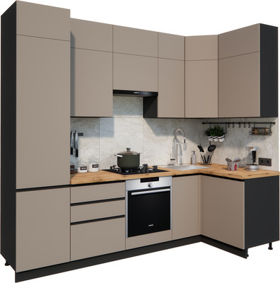 Кухонный гарнитур ВерсоМебель Эко Премиум 1.2x2.7 правая (глиняный серый/ст. дуб вотан)