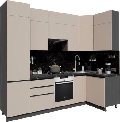 Кухонный гарнитур ВерсоМебель Эко Премиум 1.2x2.7 правая (глиняный серый/ст. тунис)