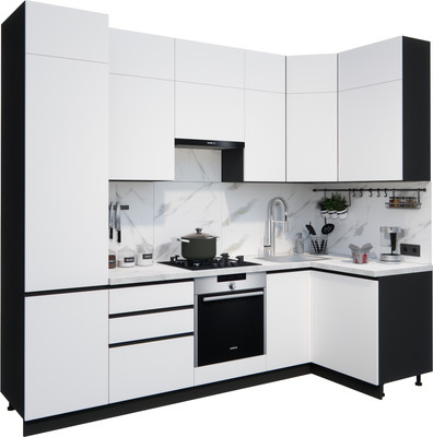 Кухонный гарнитур ВерсоМебель Эко Премиум 1.2x2.7 правая (белый фасадный/ст. мрамор лацио)