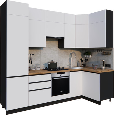 Кухонный гарнитур ВерсоМебель Эко Премиум 1.2x2.7 правая (белый фасадный/ст. дуб вотан)