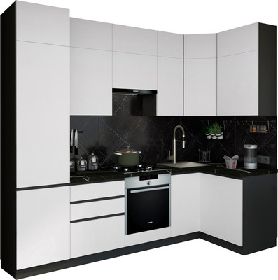 Кухонный гарнитур ВерсоМебель Эко Премиум 1.2x2.7 правая (белый фасадный/ст. тунис)