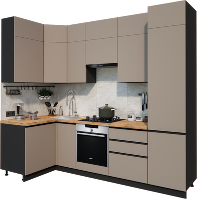 Кухонный гарнитур ВерсоМебель Эко Премиум 1.2x2.7 левая (глиняный серый/ст. дуб вотан)