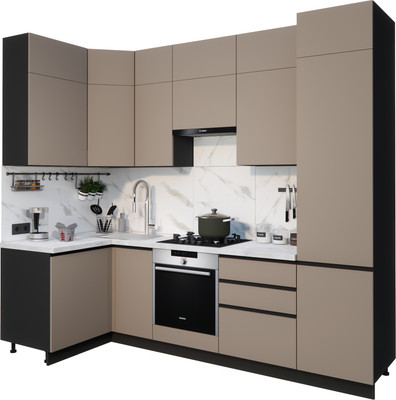 Кухонный гарнитур ВерсоМебель Эко Премиум 1.2x2.7 левая (глиняный серый/ст. мрамор лацио)