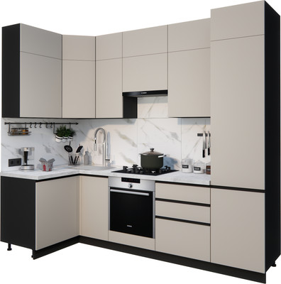 Кухонный гарнитур ВерсоМебель Эко Премиум 1.2x2.7 левая (кашемир/ст. мрамор лацио)