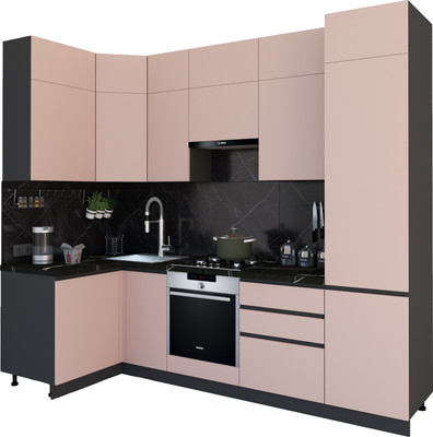 Кухонный гарнитур ВерсоМебель Эко Премиум 1.2x2.7 левая (пудровый/ст. тунис)