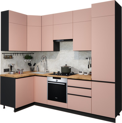 Кухонный гарнитур ВерсоМебель Эко Премиум 1.2x2.7 левая (пудровый/ст. дуб вотан)