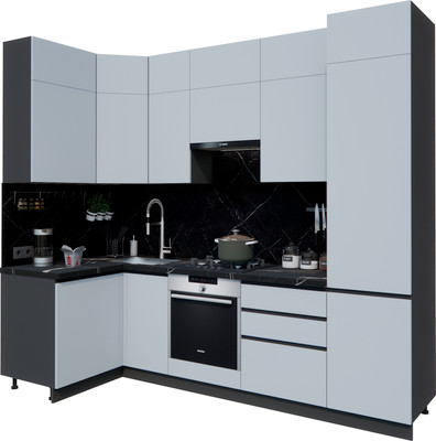 Кухонный гарнитур ВерсоМебель Эко Премиум 1.2x2.7 левая (сумеречный голубой/ст. тунис)