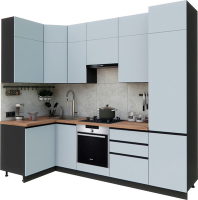 Кухонный гарнитур ВерсоМебель Эко Премиум 1.2x2.7 левая (сумеречный голубой/ст. дуб вотан)