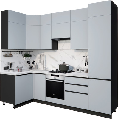 Кухонный гарнитур ВерсоМебель Эко Премиум 1.2x2.7 левая (сумеречный голубой/ст. мрамор лацио)