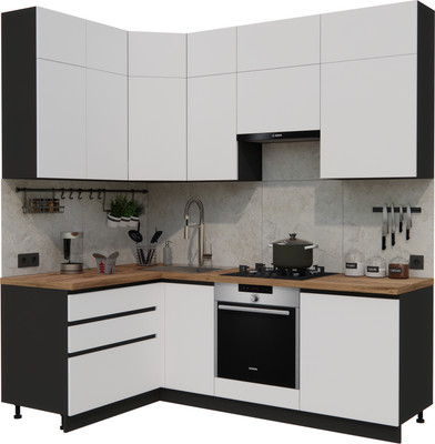 Кухонный гарнитур ВерсоМебель Эко Премиум 1.4x2.2 левая (белый фасадный/ст. дуб вотан)