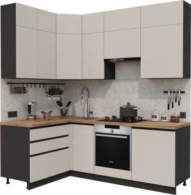 Кухонный гарнитур ВерсоМебель Эко Премиум 1.4x2.2 левая (кашемир/ст. дуб вотан)