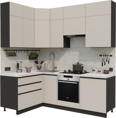 Кухонный гарнитур ВерсоМебель Эко Премиум 1.4x2.2 левая (кашемир/ст. мрамор лацио)