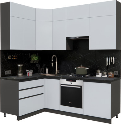 Кухонный гарнитур ВерсоМебель Эко Премиум 1.4x2.2 левая (сумеречный голубой/ст. тунис)