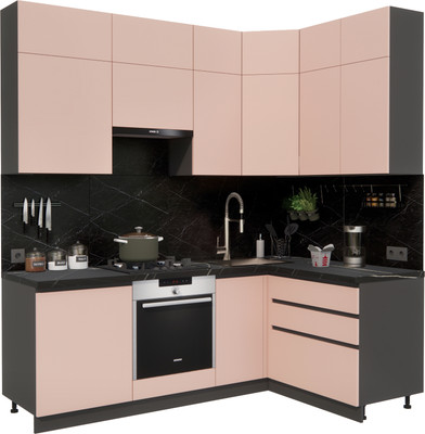 Кухонный гарнитур ВерсоМебель Эко Премиум 1.4x2.2 правая (пудровый/ст. тунис)