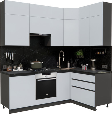 Кухонный гарнитур ВерсоМебель Эко Премиум 1.4x2.2 правая (сумеречный голубой/ст. тунис)