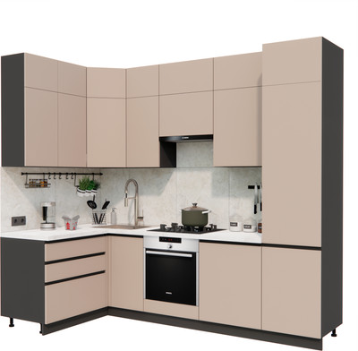 Кухонный гарнитур ВерсоМебель Эко Премиум 1.4x2.7 левая (глиняный серый/ст. мрамор лацио)