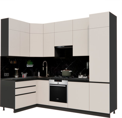 Кухонный гарнитур ВерсоМебель Эко Премиум 1.4x2.7 левая (кашемир/ст. тунис)