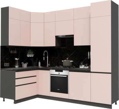 Кухонный гарнитур ВерсоМебель Эко Премиум 1.4x2.7 левая (пудровый/ст. тунис)