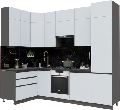 Кухонный гарнитур ВерсоМебель Эко Премиум 1.4x2.7 левая (сумеречный голубой/ст. тунис)