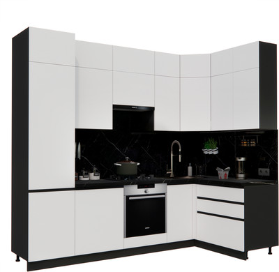 Кухонный гарнитур ВерсоМебель Эко Премиум 1.4x2.7 правая (белый фасадный/ст. тунис)