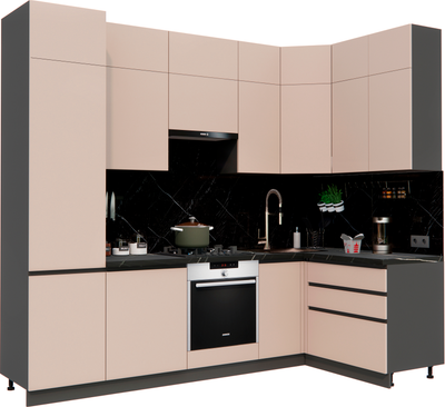 Кухонный гарнитур ВерсоМебель Эко Премиум 1.4x2.7 правая (глиняный серый/ст. тунис)