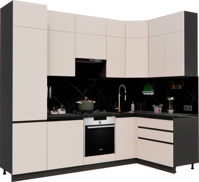 Кухонный гарнитур ВерсоМебель Эко Премиум 1.4x2.7 правая (кашемир/ст. тунис)