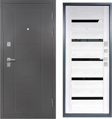 Входная дверь Промет Атлант 86x205 (правая, букле серый 5С/ривьера айс)